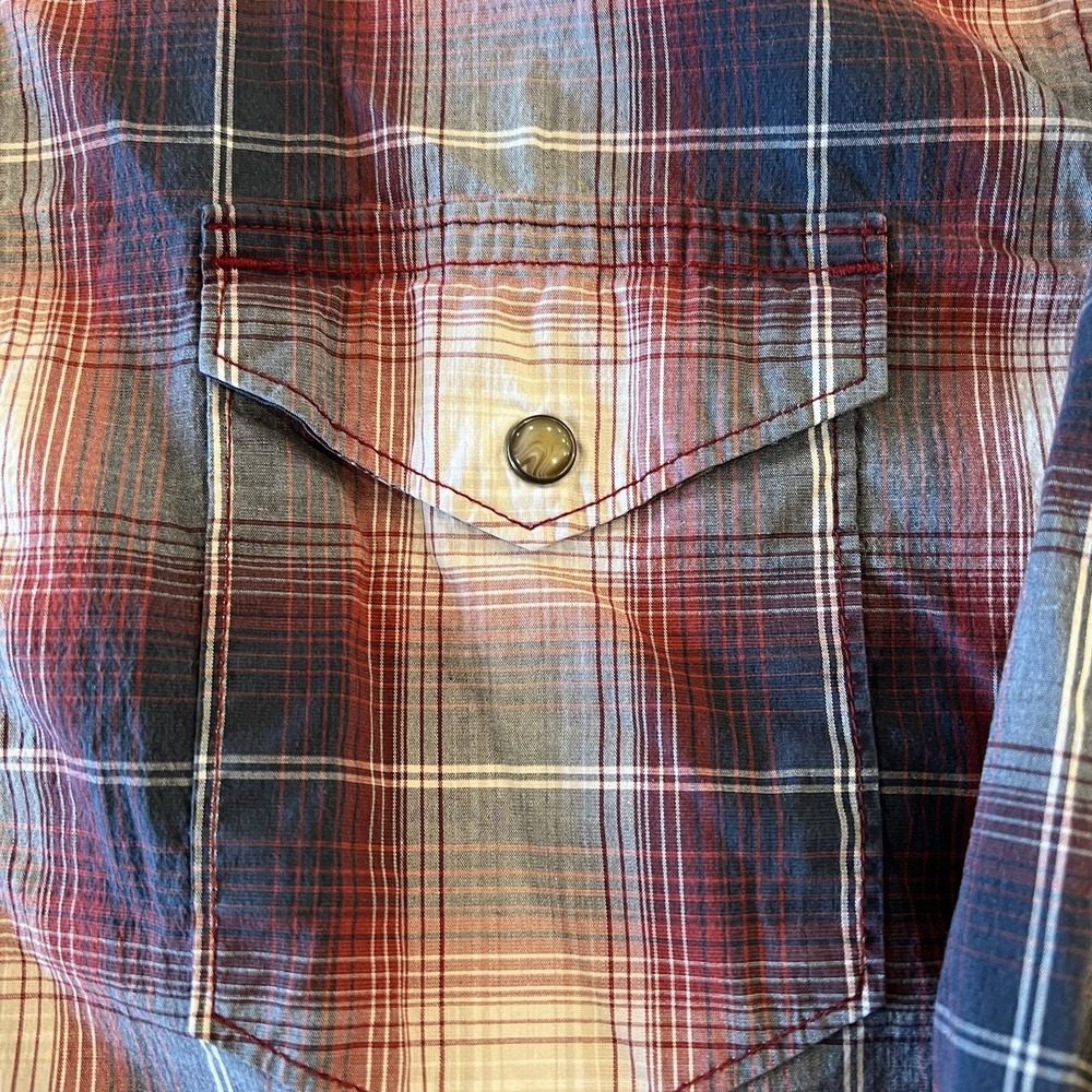 Wrangler Men's Western Long Sleeve Shirt Pearl Snap Large Red Black Plaid
